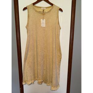 NWT Easel Yellow Ruffle Asymetrical Oversized Dress  Size Small